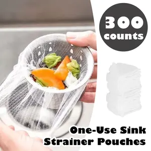 300 Counts Disposable Dishwashing Sink Drain Bags – Fine Mesh & Stretchable for  Collecting Kitchen Food Waste Garbage