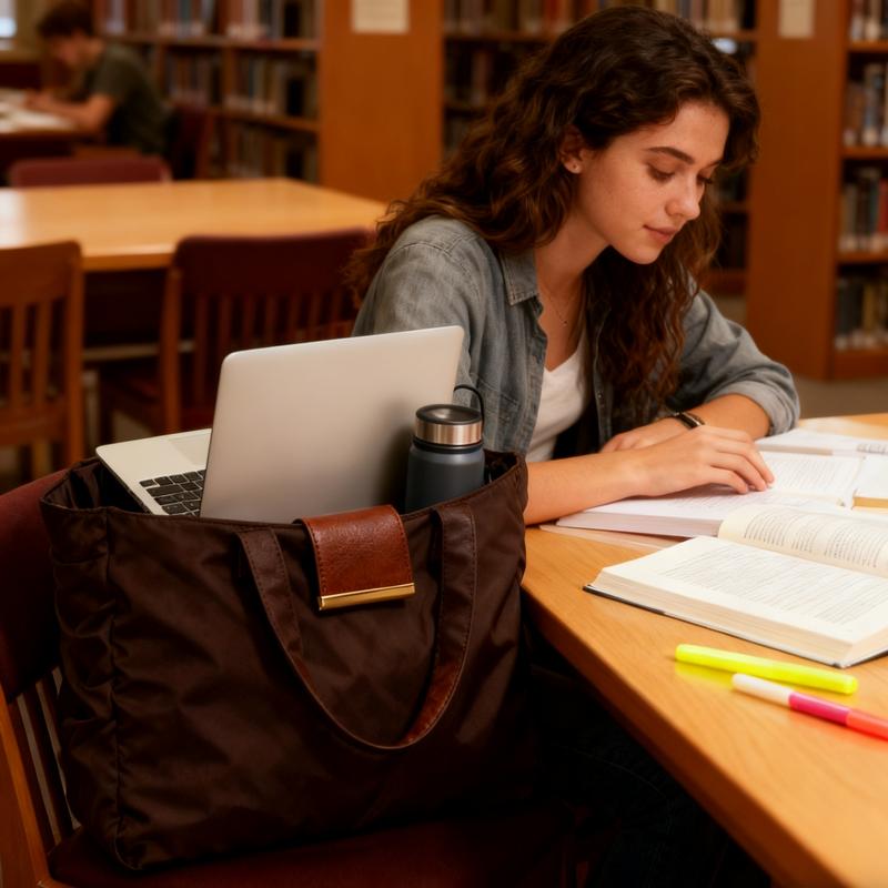 Keychain Tote Espresso Stylish Functional Tote Bag with Keychain Attachment for Everyday Use Portable and Fashionable Folding Shopping Bag