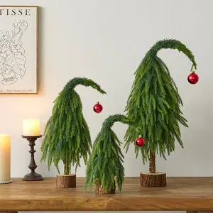 Small Artificial Lime Green Curved Christmas Tree with Warm Tacky Ornaments - Perfect for Home Indoor/Outdoor, Tabletop, Christmas Party & Holiday Events | Home Tree Decoration
