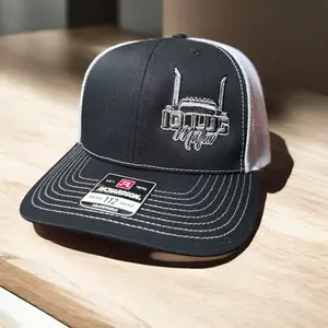 Richardson 112 Model 10LugMafia Curved SnapBack Trucker Hat Black & White Mesh Design Adjustable Fit Classic Style Digital Printed Hat Fashion Matching Hat