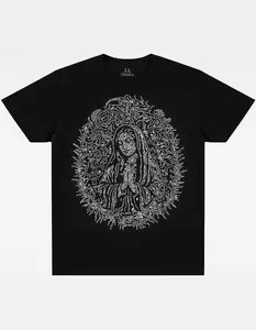 LA FAMILIA Mother Mary Rhinestone Mens Heavyweight Boxy Tee