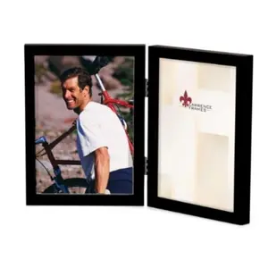 212 MAIN 5x7 Hinged Double Black Wooden Photo Frame - Gallery Collection, Tabletop/Wall-Mountable Gallery Look Decor for Baby & Maternity Spaces