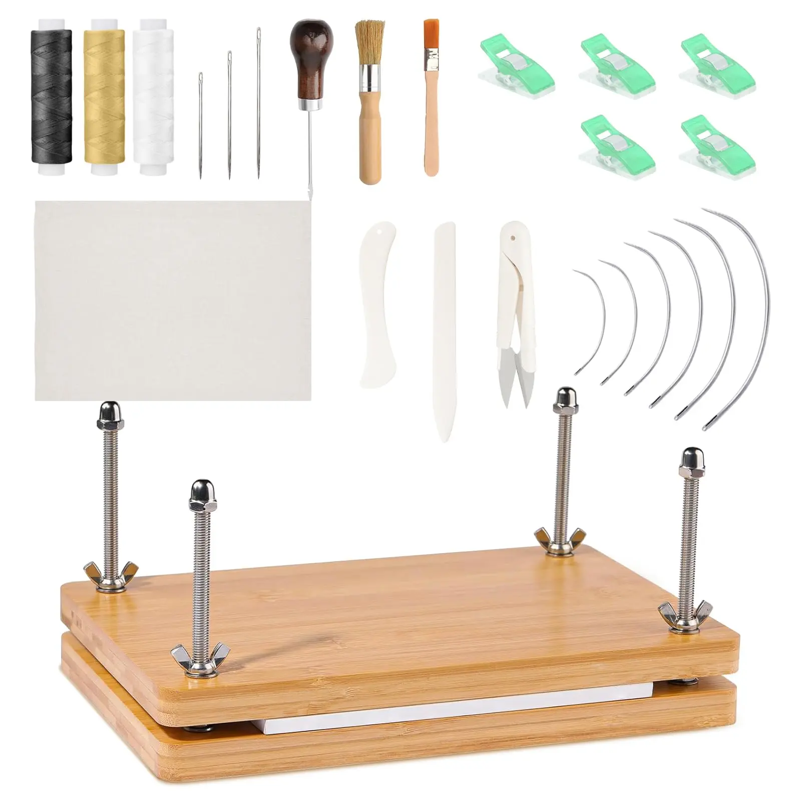 Book Binding Kits  7.9"x11.6 Bookbinding Kit Materials Supplies With Wooden Press Cover Board Folder Awl Strap For Diy