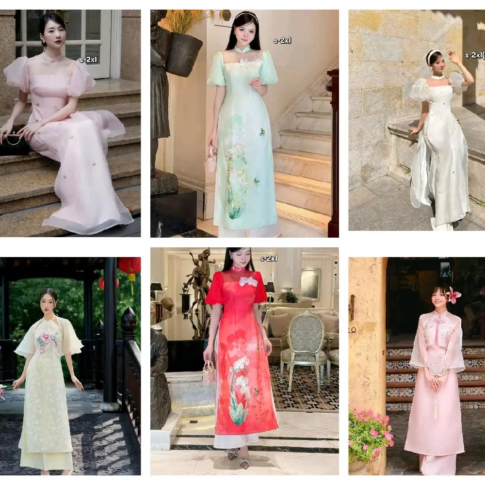 Vietnamese Ao Dai With Pants For Women ( Vietnamese Size )/ Áo Dài Cách Tân Truyền Thống Việt Nam/ Girl Ao Dai / Luna Ao Dai