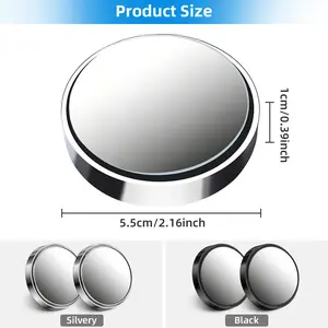 2 blind spot mirrors, 2-inch round high-definition convex glass, 360° rotating button-type mirrors, ABS housing, suitable for cars, SUVs and trucks, black.