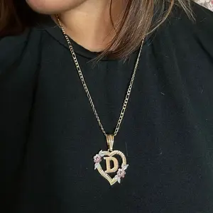 Letter D Necklace Heart