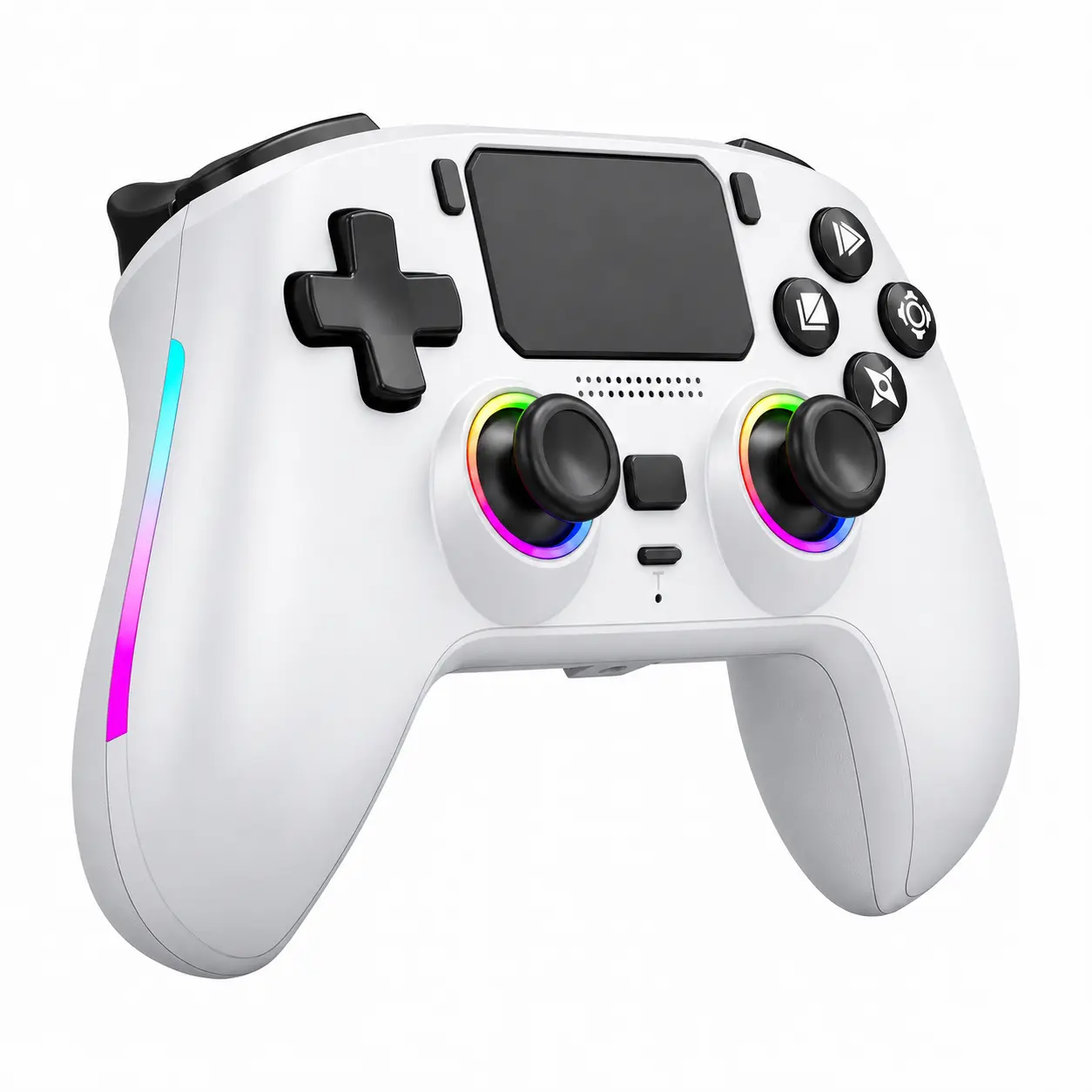 Wireless RGB Gaming Controller - Console Accessory, Gaming Accessory with Bluetooth 5.2 for PS3/PS4, PC/Steam, Windows, 7-Color Lighting, 1000mAh Battery, Hall Effect Controls, Turbo, Programmable Buttons, 3.5mm Jack (Does Not Support PS5), Accessories,te
