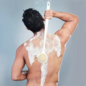 Ergonomic Soft Silicone Bath Brush with Long Handle, Non-Slip Grip, Back Shower Body Cleaning, Exfoliating Shower Scrubber, Durable Head, Ideal for Seniors