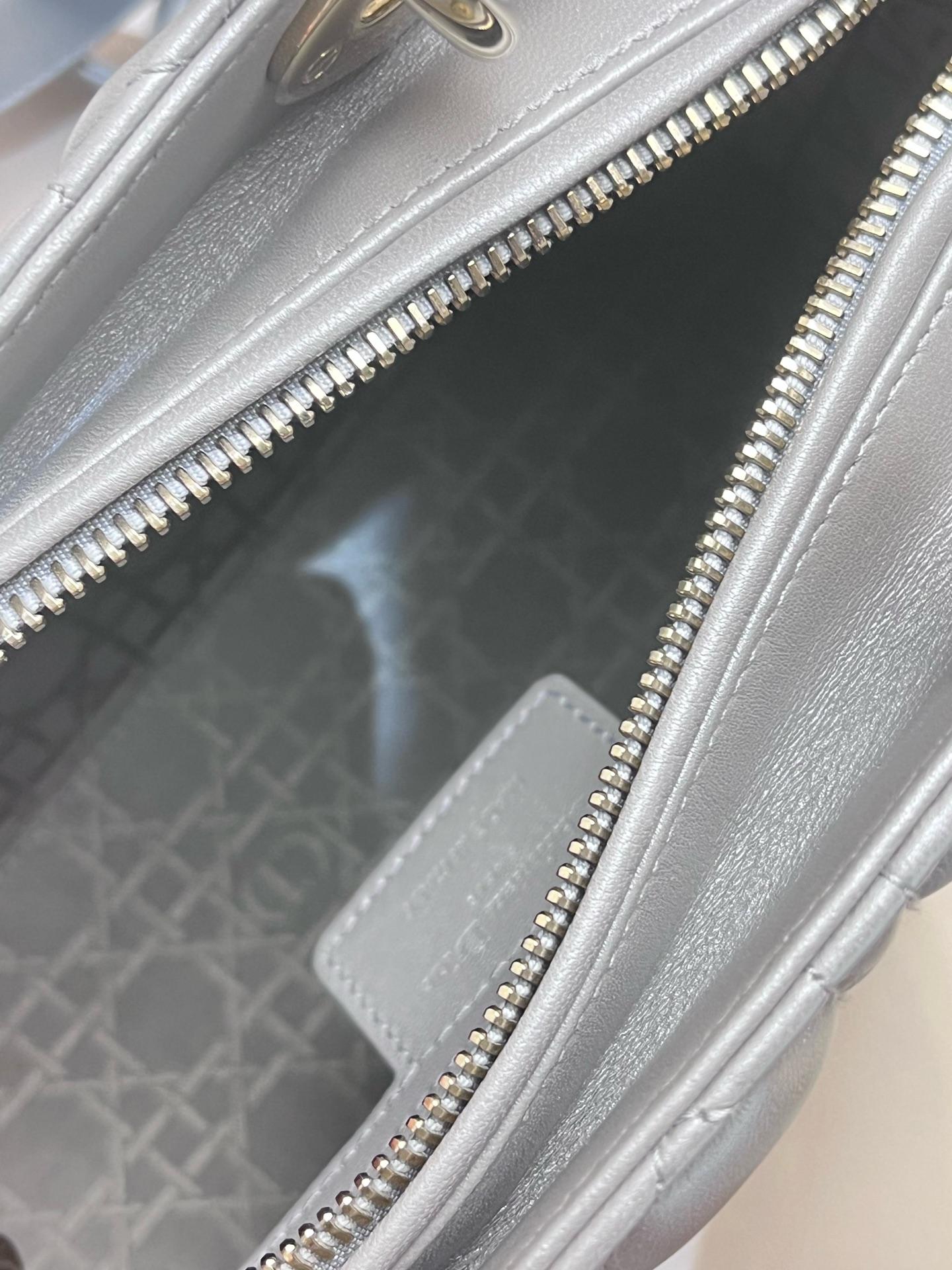 Pre-owned Dior Medium Lady Bag in grey cannage quilted lambskin 1919H0310