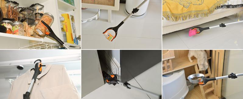 43" Extra Long Grabber Tool, Foldable Grabbers for Elderly Grab It Reaching Tool with Rotating Jaw +Magnets, 4" Wide Claw Opening Reacher Grabber Pickup Tool, Grabber Reacher Tool Heavy Duty