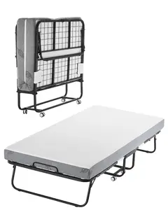Rollaway Bed 38 X 75 Inches Folding Bed With 5-Inch Mattress, Twin Size Foldable Bed, Sturdy Metal Frame, Memory Foam Mattress, Portable Twin Rollaway Bed With Mattress For Adults And Guests