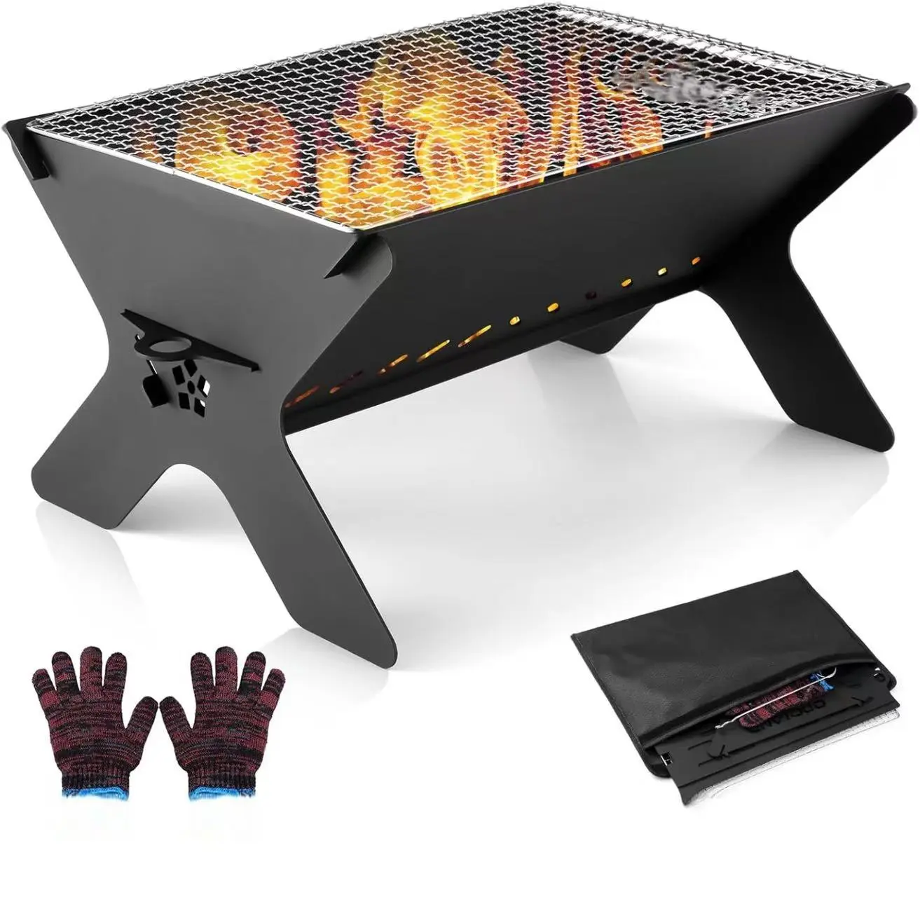 Camping Campfire Grill, Portable Folding Charcoal Grills For BBQ
