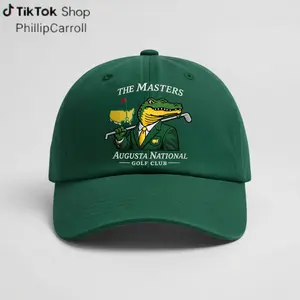 Funny Alligator Masters Golf Hat 2026 – Augusta National Inspired Dad Cap, Crocodile Golfer Embroidered Cap, Golf Lover Gift Hat, Classic Masters Style Cap