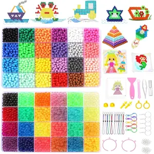 7400 Pcs Non-Iron Fuse Beads Kit, 48 Colors 5mm Beads for Kids, Glow in The Dark and Glitter Refill Beads Set for Boys Girls, Ideal Gift for New Years Birthdays Christmas