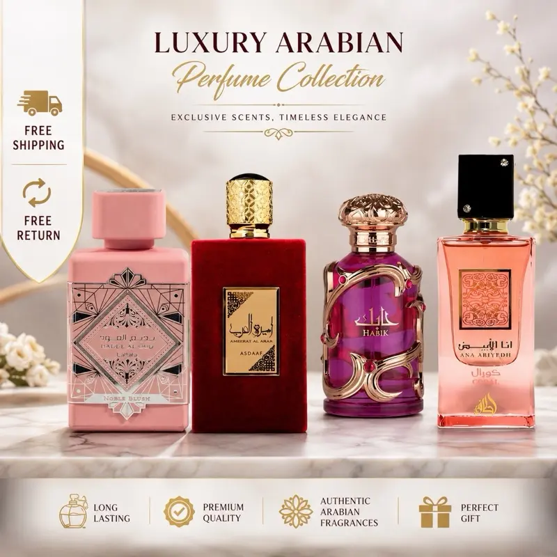 Lattafa Women's Fragrance Bundle - Nobel Blush, Ameerat al Arab, Habik, Coral - 3.4 Oz EDP Sprays