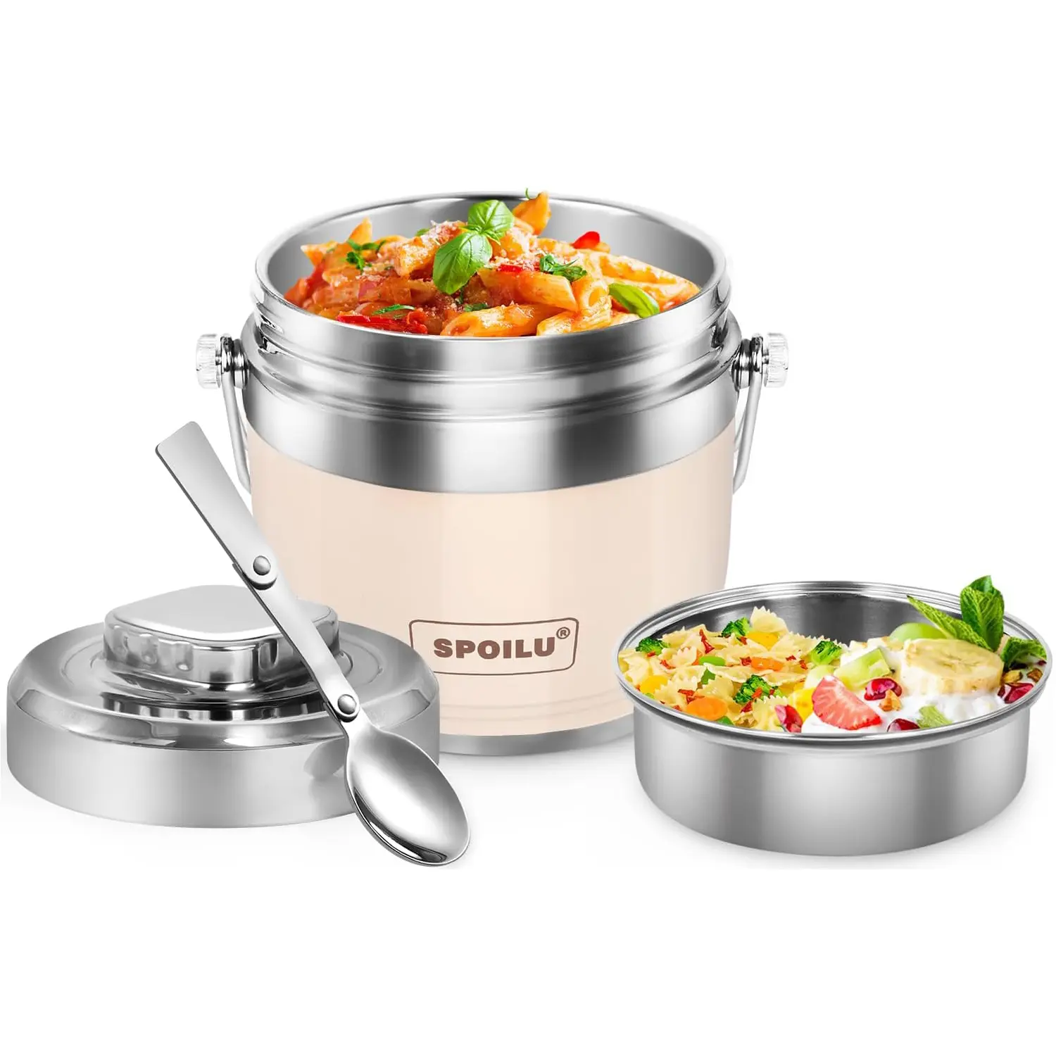 Food Jar Insulated Container - 42.3 Oz, Insulated Food Container for Adult, Soup Thermo Lunch Containers Wide Mouth Vacuum Stainless Steel Leakproof Bento Box with Spoon
