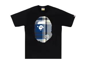 BAPE A Bathing Ape Check Big Ape Head Tee Black (men) by StockX