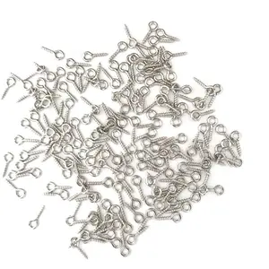 Small Mini Screw Eyes Pin Tiny Screw in Hooks Jewelry Metal Ring (250 PCS)