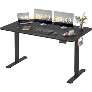 Furmax 55 x 24 Inches Electric Height Adjustable Standing Desk Large Sit Stand Up Desk Home Office Computer Desk Memory Preset with T-Shaped Metal Bracket, Black