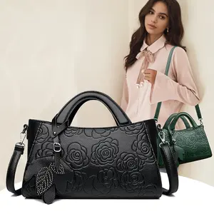 Women's Crossbody Bag Elegant Floral Embossed Tote Large Capacity Multi-Pocket