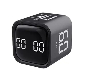 Mini Digital CubeTimer for Multi-Scene Applications,Productivity Timer,Pause and Resume,Silent,Vibrate and Adjustable Sound Alarm Gravity Sensor, Rotating LED Display, Electronic Timer Kitchen Portable