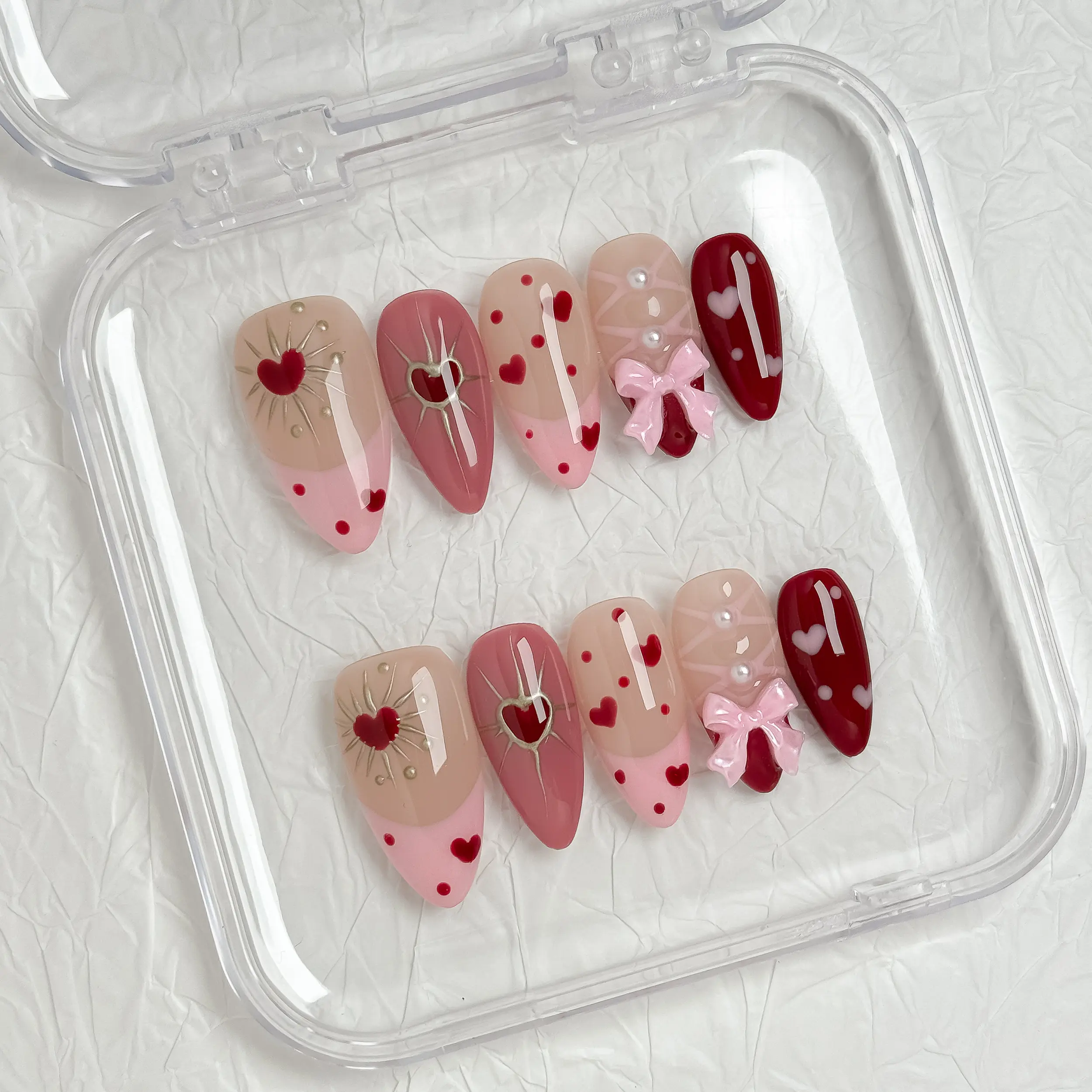 NailPopz HEART SPARK - 100% Handmade 3D Press-On Nails | Durable, Reusable, and Salon-Grade Finish