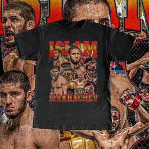 Islam Makhachev High Quality T Shirt Ufc Fan Dagestan Fighter Pound For Pound Champion Custom Vintage Design