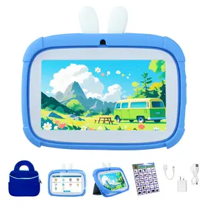 Veidoo 7-inch Android Tablet for Children 32GB Eye-Friendly Screen Dual Camera WiFi Kids Mode Rabbit-Shaped Design Blue