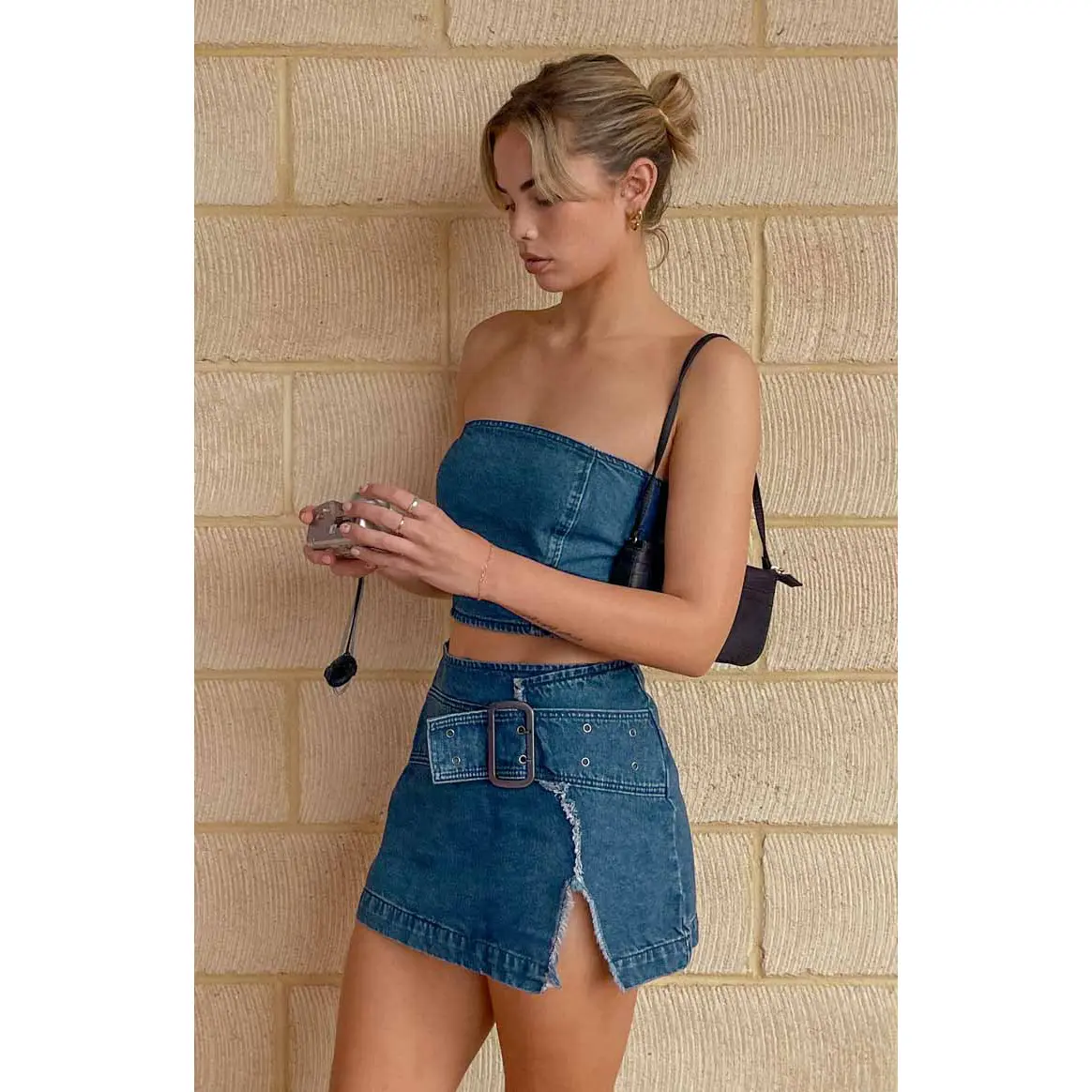 Elouise Buckle Denim Mini Skirt