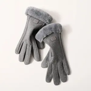 Women's Stylish Simple Solid Color Touchscreen Gloves, Chic Windproof Warm Riding Mittens, Soft Gloves for Autumn and Winter. Elegant Thickened