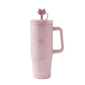 40oz large-capacity sports water bottle for women, stainless-steel insulated cup, coffee cup with straw for women