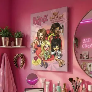 High-Quality Modern Vibrant Cartoon Print Wall Art Poster, Doll Lover Cartoon Girl Home Decor, Unframed Art Print, Perfect Gift for Living Room, Bedroom, Office