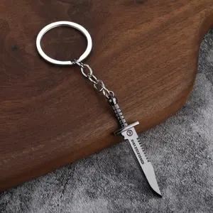 [Knife Replica Keychain] Realistic Edgy Black Metal Knife Replica Keychain - Durable Key Ring for Men & Women, Gift for Themed Events, Roleplay, or Everyday Carry