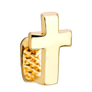 14K Cross Grill Single tooth Gold Plated Grillz Men's & Women Fashion Jewelry Teeth Gap