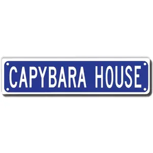 Capybara House Sign Metal Tin Sign 4x16 Inch