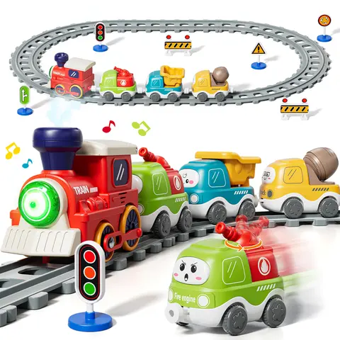Lehoo Castle BPA-Free Electric Magnetic STEM Learning Model Train Set - Playful Trains, Railway Track Sets, Steam Spray, Music, Unisex Kids Toys, Christmas/Birthday Gifts