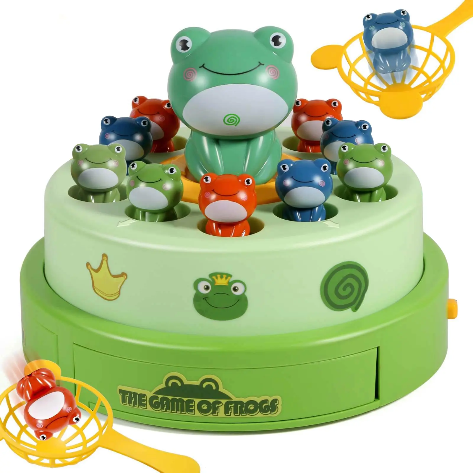 Bounce and Catch Frog Board Game Toy for Kids with Popping Up Music Duck Educational Musical Interactive Play for Creative Cognitive Skills