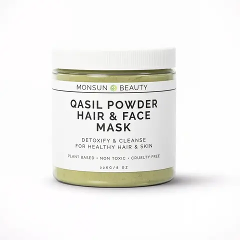 Pure Organic Qasil Powder - 8oz Face Mask for All Skin Types, Saponin-Foam Cleansing, Hydration Boost, Herbal Natural Haircare Treatment, Vegan Soap-Free Face & Hair Beauty Product for Adults