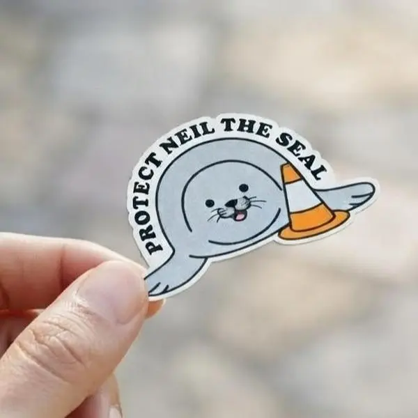 Neil the Seal Sticker, Seal Sticker, Protect Neil, Teenage Sticker, Cute Seal Sticker, Tasmania Seal, Traffic Cone Sticker