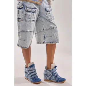 AZALEA WANG BRYANT DENIM WEDGE SNEAKER