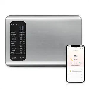 Waveports Smart Food Kitchen Scale with Nutritional Calculator, Free App with 19 Nutrients Tracking, Calorie, Marco, Digital grams and ounces for weight loss, Premium Stainless Steel, 11lb