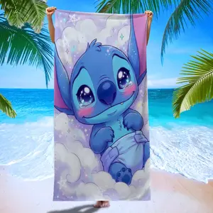 Dream Cloud Baby Stitch Beach Towel, Soft Cuddle Blanket Shape, Starlight Design, Reusable Microfiber Quick Dry, Perfect Gift