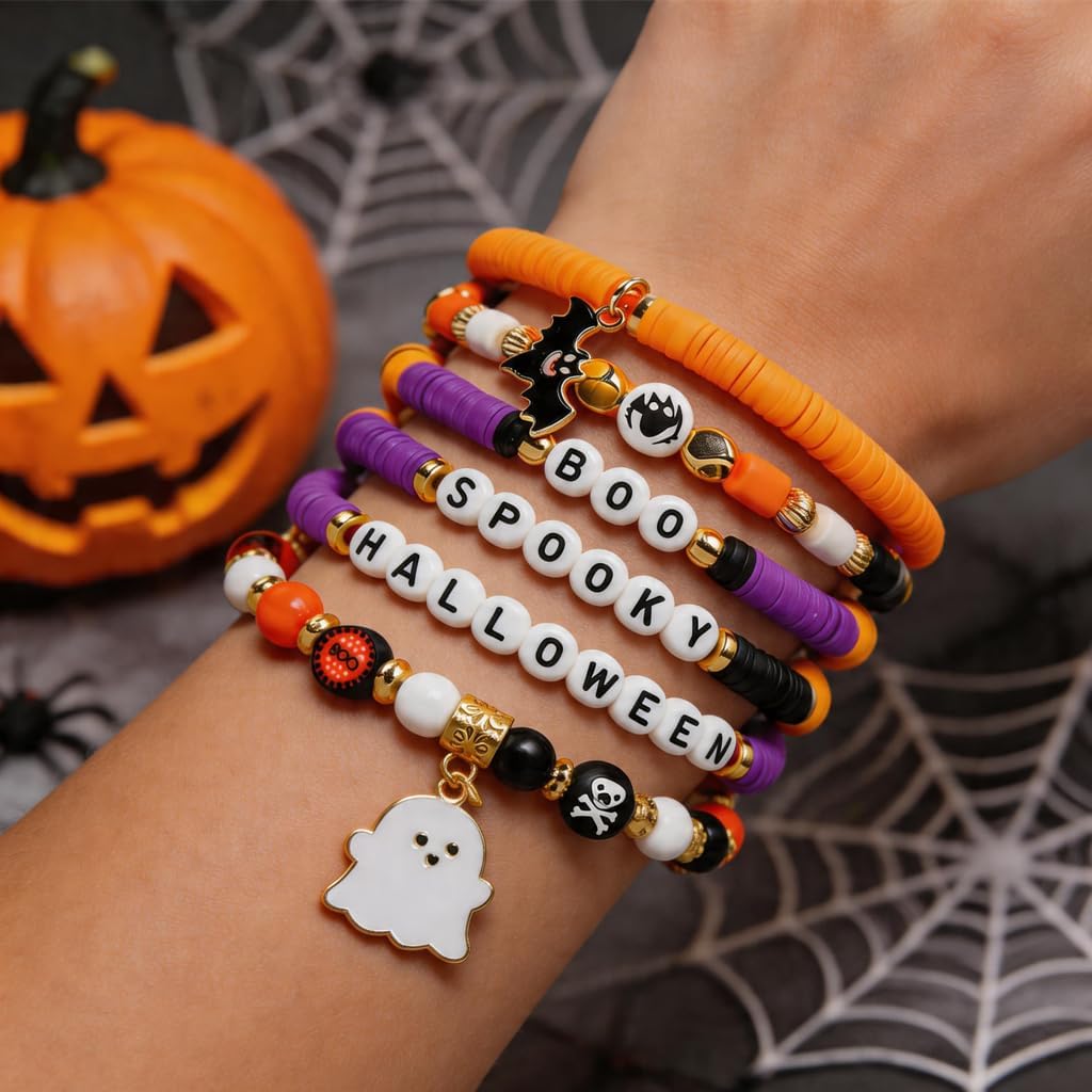 Halloween Party Favors 6 Pack Halloween Bracelets for Kids Halloween Toys and Treats Party Favor Gifts Goodie Bag Fillers Halloween Crafts & Party Supplies for Boys & Girls