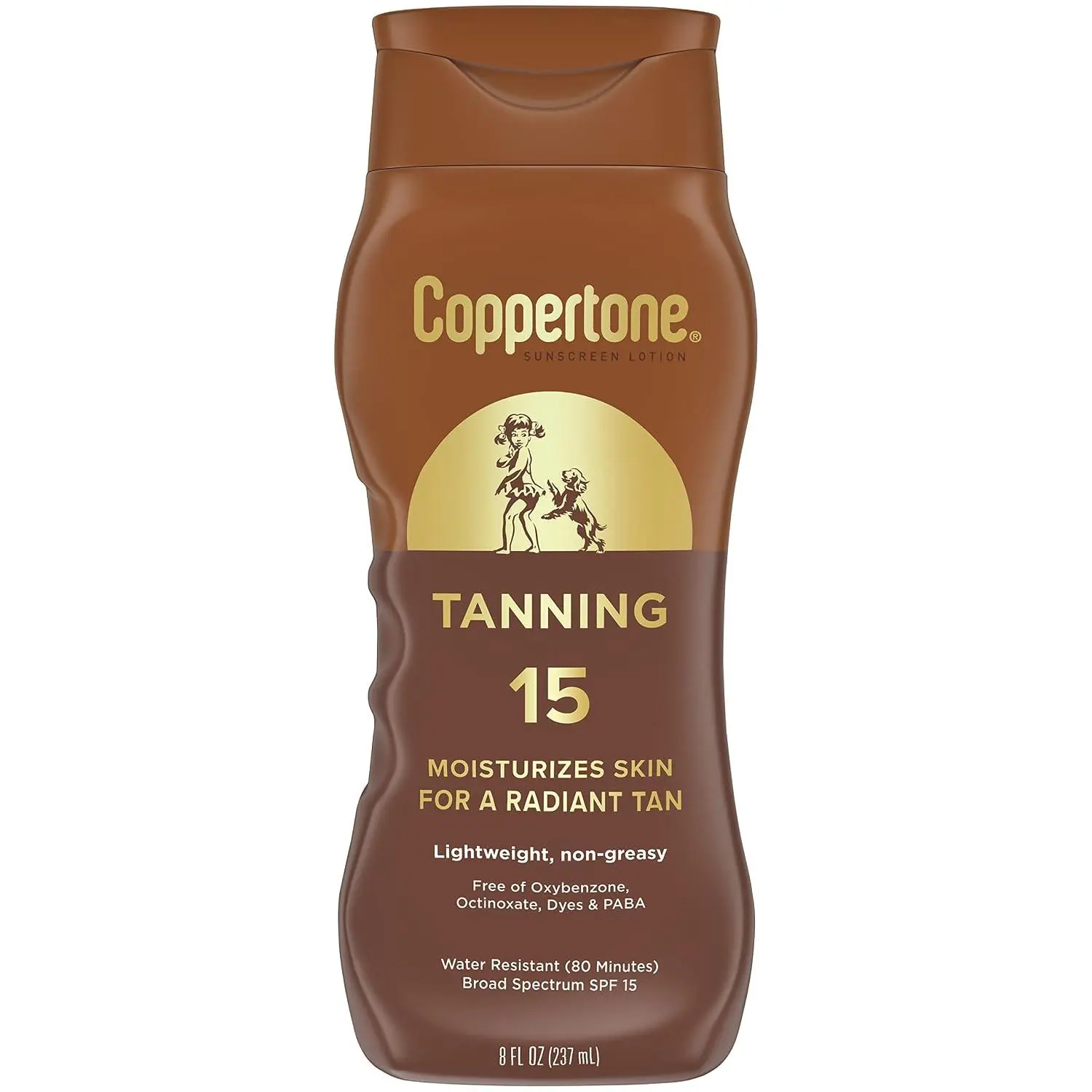 Coppertone Tanning Sunscreen Lotion SPF 8, 8 FL OZ | Sun Tanning Lotion Broad Spectrum SPF 8 with Vitamin E, Water Resistant, PABA, Oxybenzone, Octinoxate and Dye Free