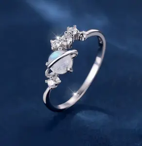 Moonstone Sterling Silver 925 Shiny Ring