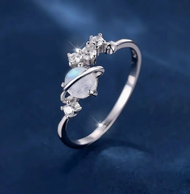 Moonstone Sterling Silver 925 Shiny Ring