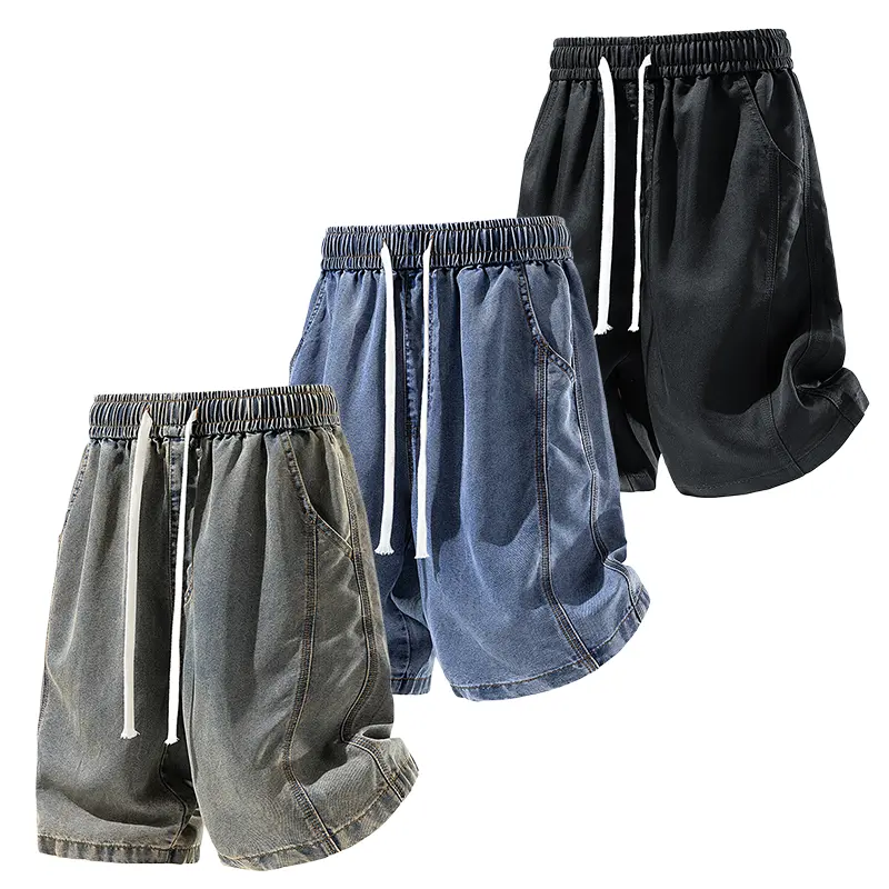 Men's Drawstring Five Inch Casual Shorts, Elastic Waist With Contrast White String, Loose Straight Leg Lightweight Pants, Versatile Shorts For Summer Beach Daily Commute Streetwear#SummerWins