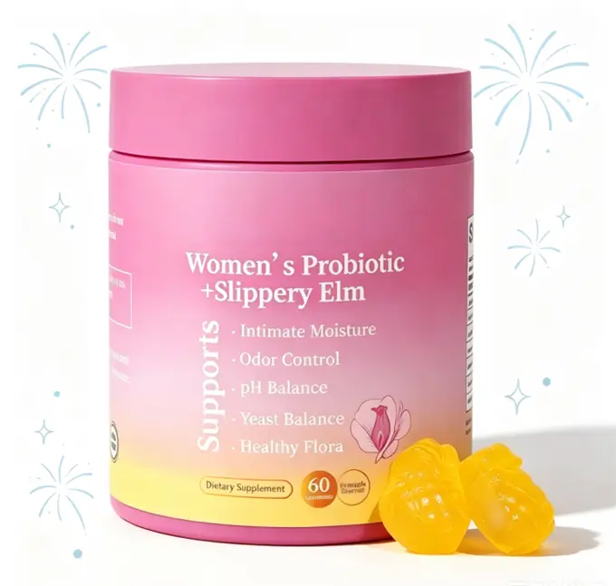 Her Juicy  Feminine Probiotics Gummies- All in One Solution with Slippery Elm and Prebiotics&Lactobacillus Probiotic Blend for Women’s pH Balance and Dryness - Hawaiian Pineapple Gummies 60 Count-feminine balance  gummies
