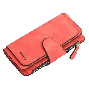 BAELLERRY Women's Trifold Vertical Folding Wallet - 16 Credit Card Slots, Zipper Closure, Plain Design, Compartmentalized Accessory for Luggage & Bags, Trifold Women's Wallets