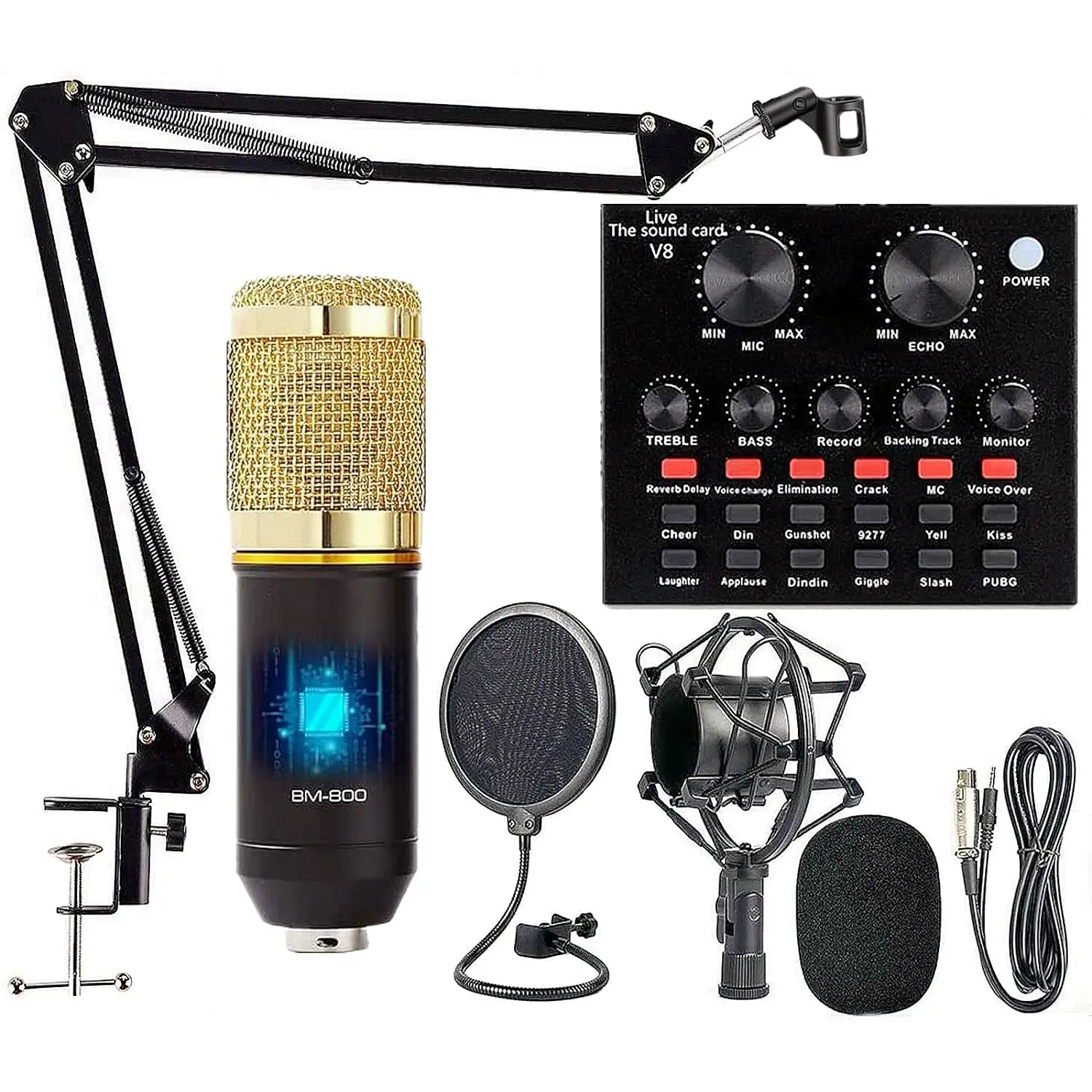 Professional Live Streaming Sound Card Set with Microphone and Audio Interface for Phone Computer KTV Karaoke Live Sound Cards